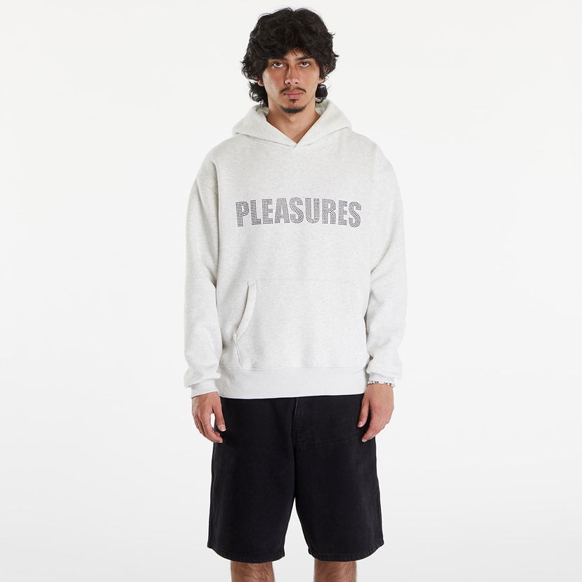 Pulover Pleasures Rhinestone Impact Hoodie Light Heather Grey Bela | P24SU003 GREY