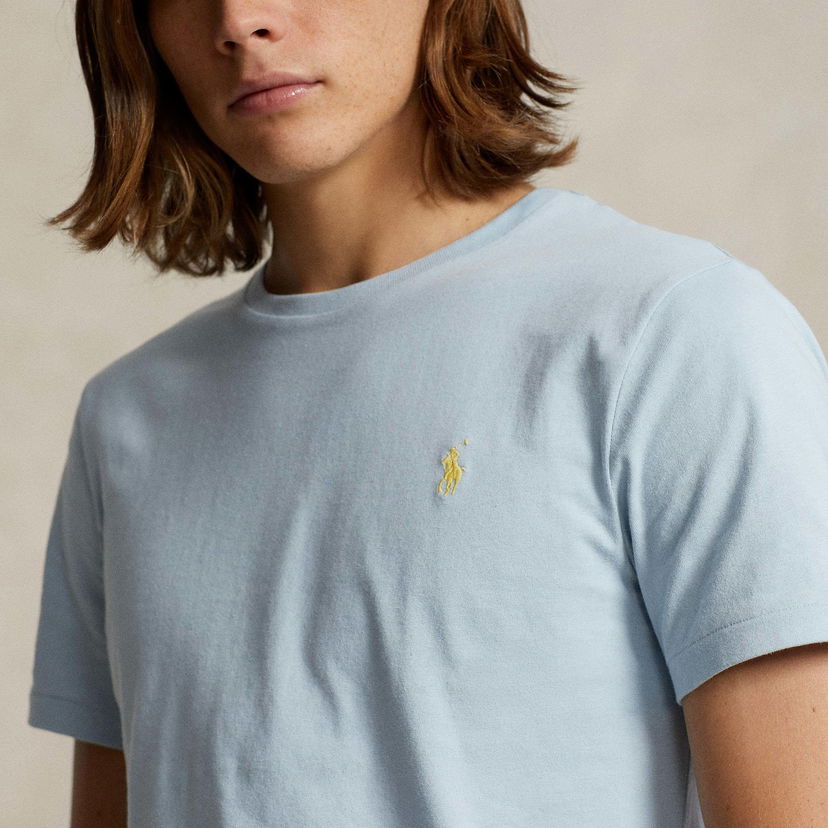 Majica Polo by Ralph Lauren Polo Ralph Lauren Custom-Slim-Fit Rundhals-T-Shirt Modra | 710671438362