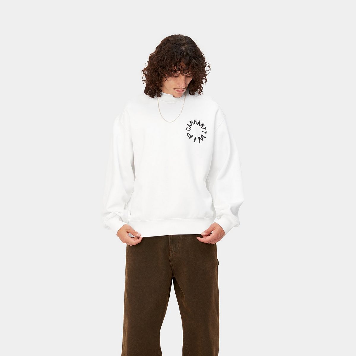 Pleteni pulover Carhartt WIP Work Varsity Crewneck Bela | I032453_00A_06, 1