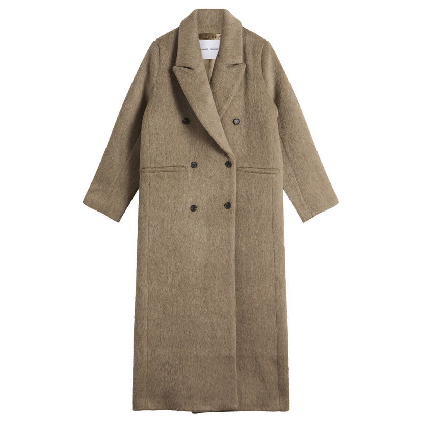 Plašči Samsoe Samsoe Sajilla Hairy Wool Double-breasted Coat Bež | F25400029-CLR002394