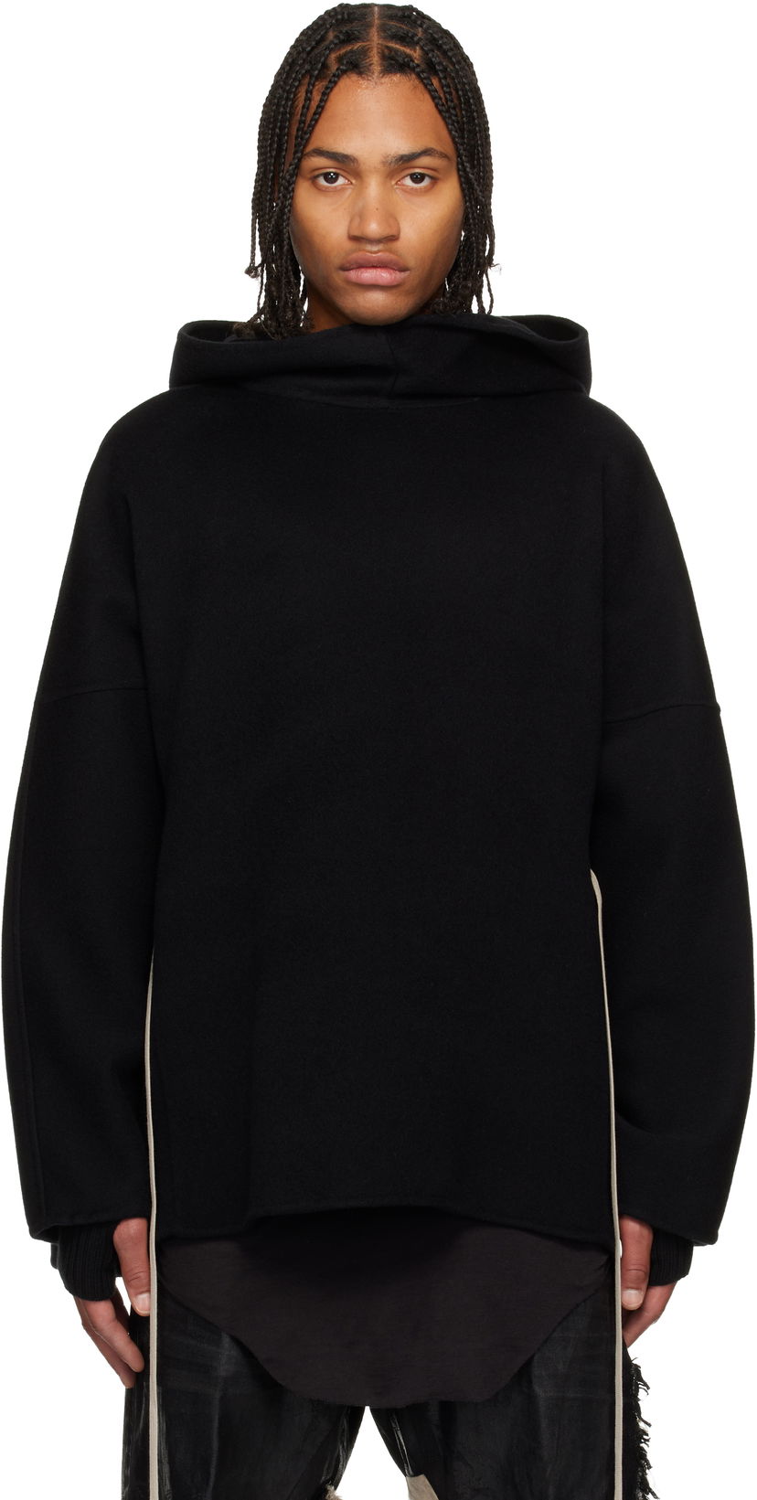 Pulover Rick Owens Concordians Cashmere Tunic Hoodie Črna | RR02E1502 DWS