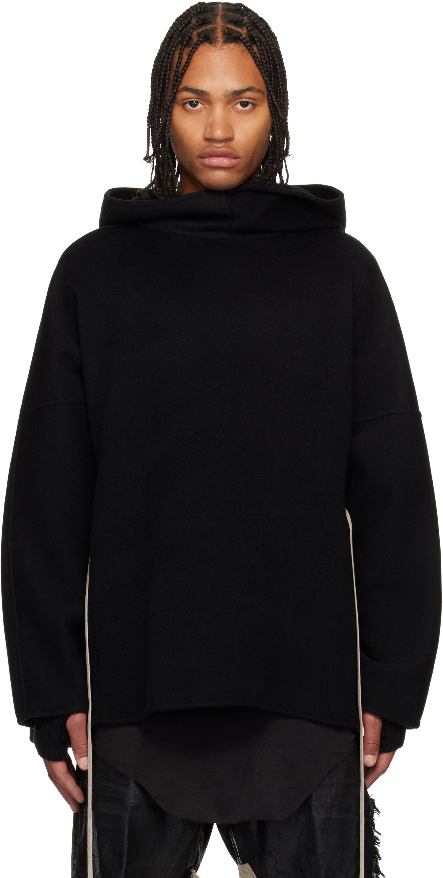 Pulover Rick Owens Concordians Cashmere Tunic Hoodie Črna | RR02E1502 DWS, 0