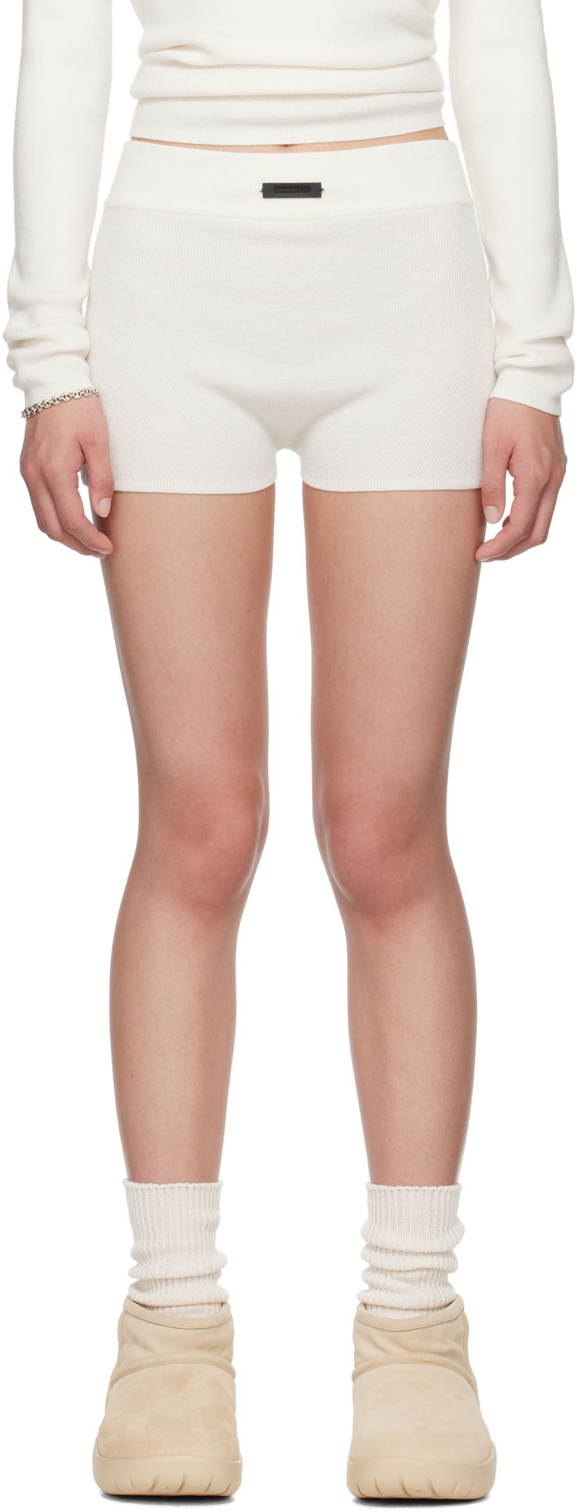 Boksarice Fear of God Fear of God ESSENTIALS Soft Rib Knit Boxer Shorts Bela | 192SP257704FW