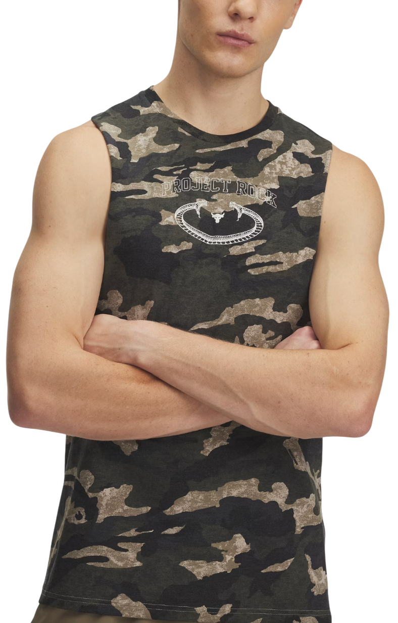 Majica brez rokavov Under Armour Project Rock Camo Tank Top Zelena | 1389978-299