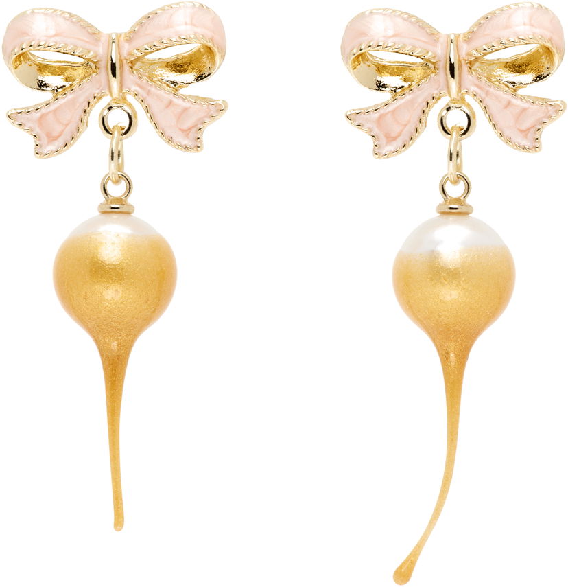 Uhani Ottolinger Ottolinger Bow Pearl Drop Earrings Roza | 12590062501