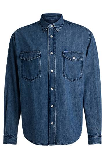 Srajce BOSS Relaxed Fit Denim Shirt Modra | 50534162