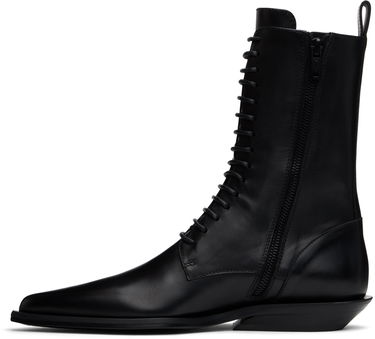 Oblačila Ann Demeulemeester Ann Demeulemeester Ise Pointy Micro Heel Lace-Up Boots Črna | 2402-W-A12-LT131-099, 2