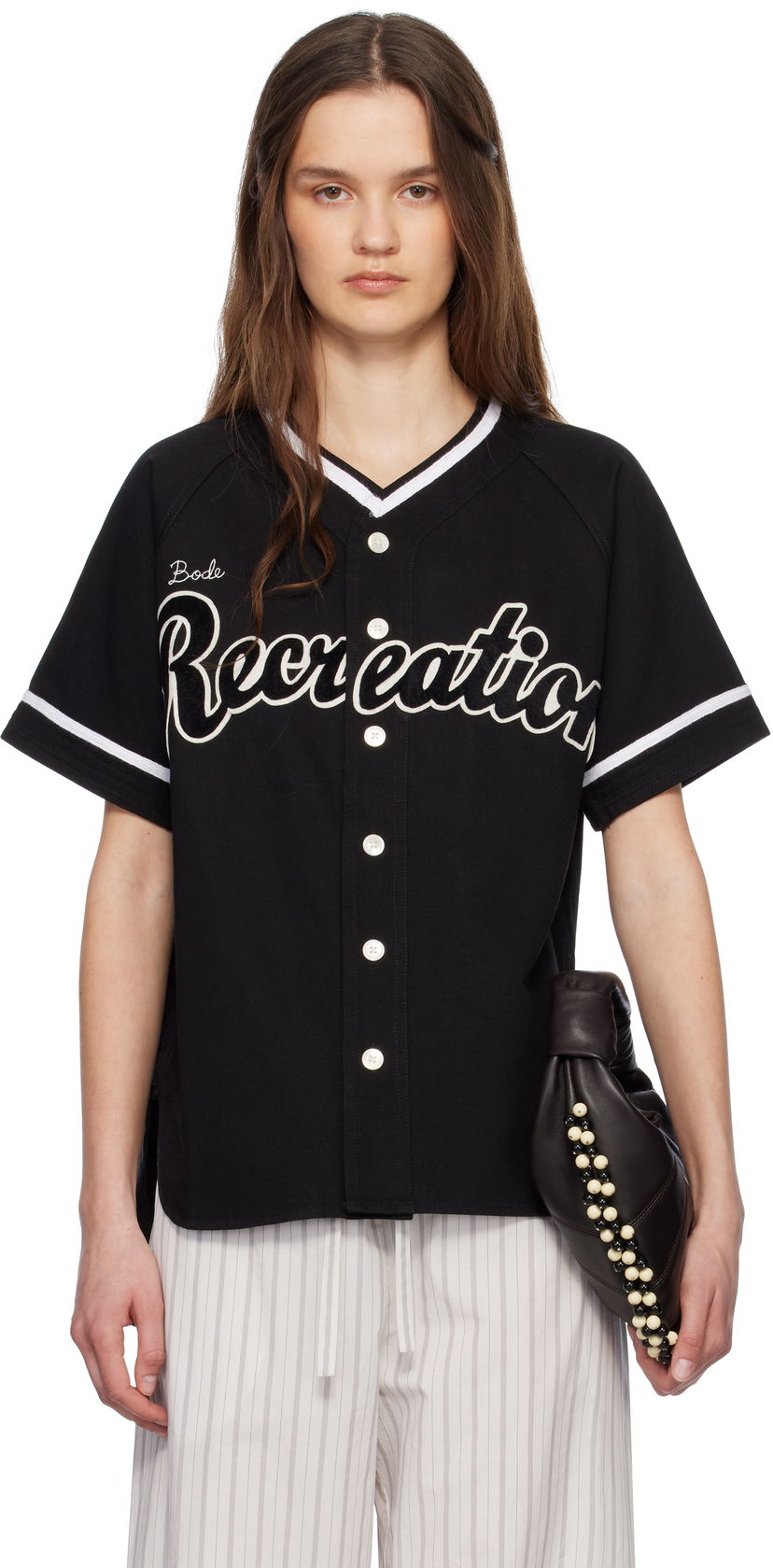 Dres Bode Bode Recreation Baseball Jersey Shirt Črna | MRS25SH040