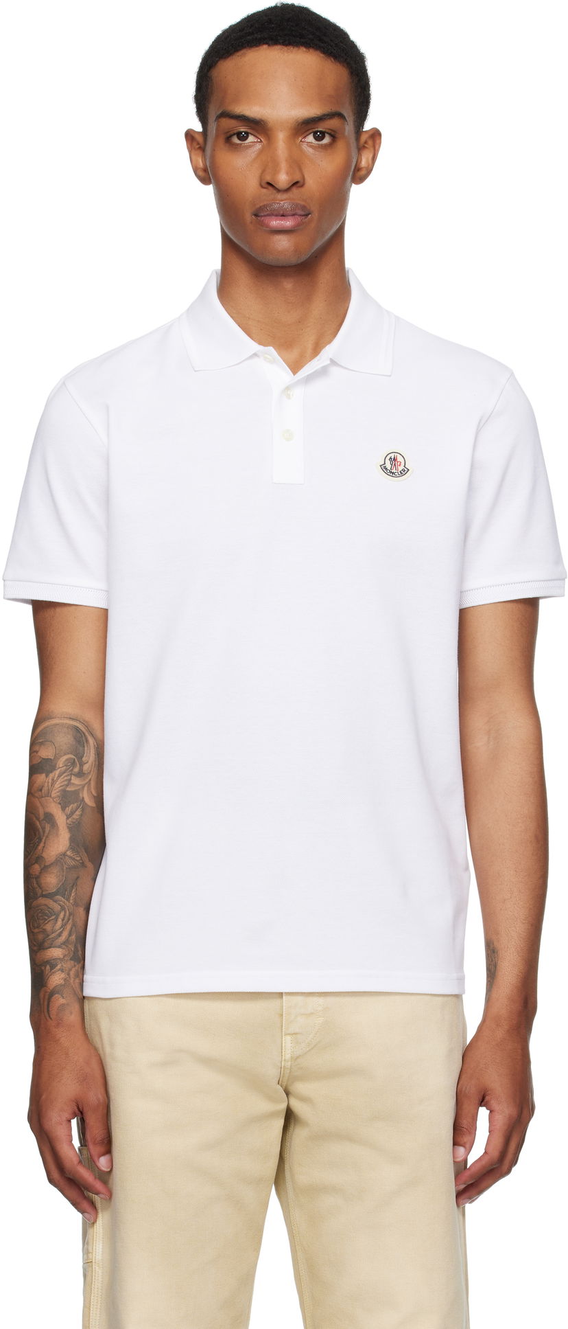Polo majica Moncler Moncler Logo Patch Cotton Piquet Polo Bela | K20918A0001484556