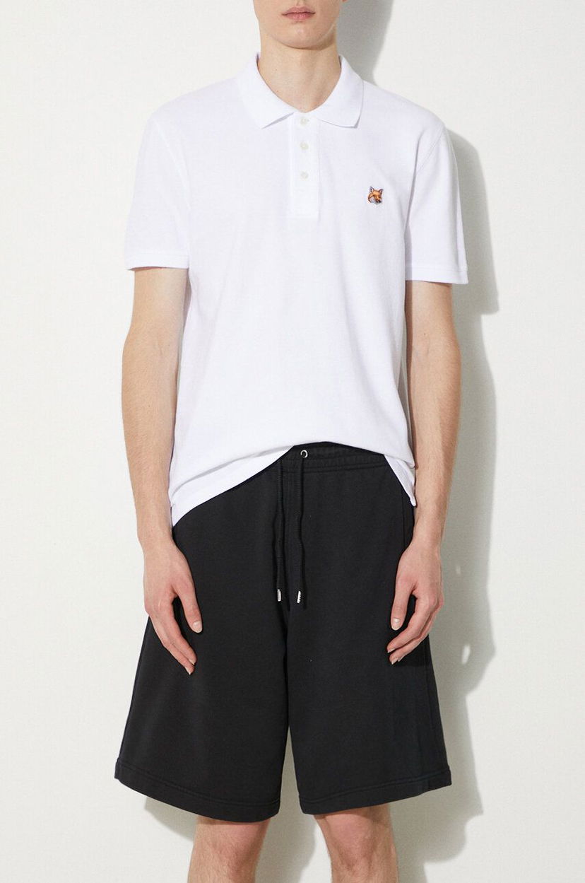 Polo majica MAISON KITSUNÉ Maison Kitsuné Bold Fox Head Patch Oversize Jog Shorts Bela | MM01121KM0001
