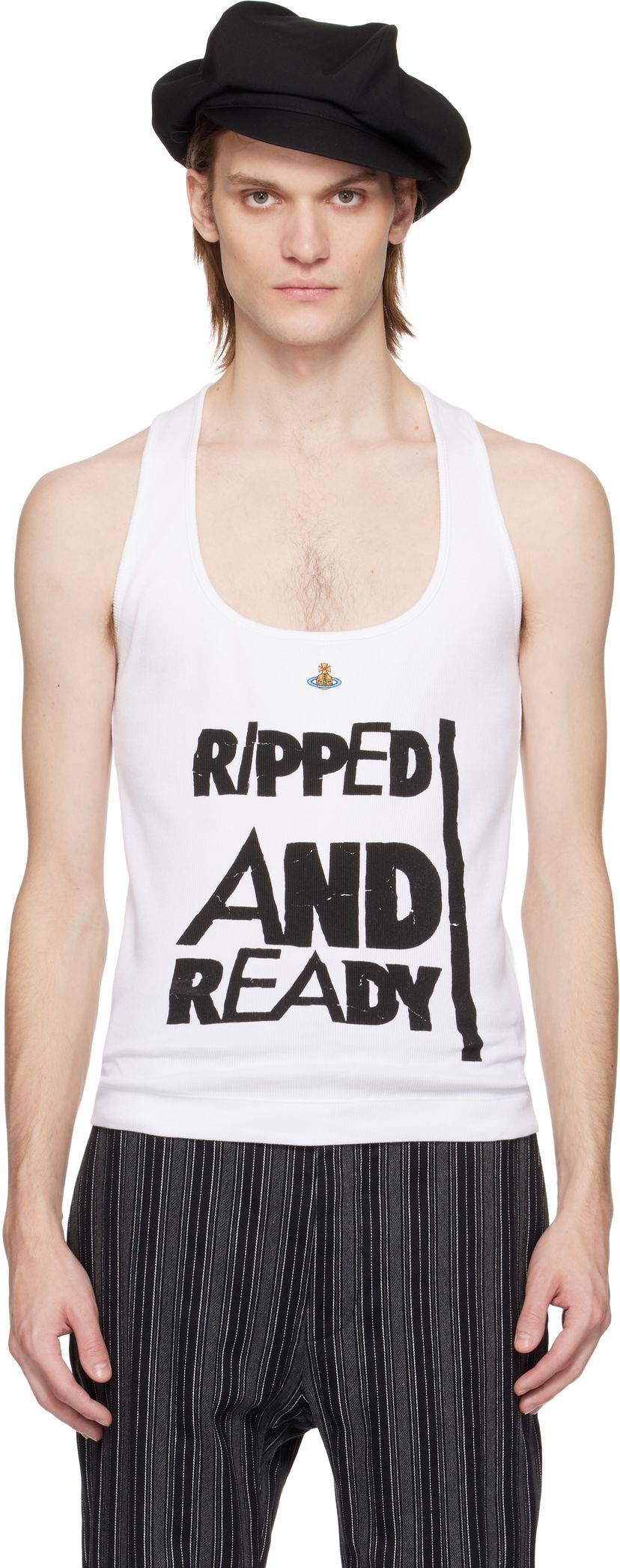 Majica brez rokavov Vivienne Westwood Vivienne Westwood 'Ripped & Ready' Tank Top Bela | 2G010007-J009C-