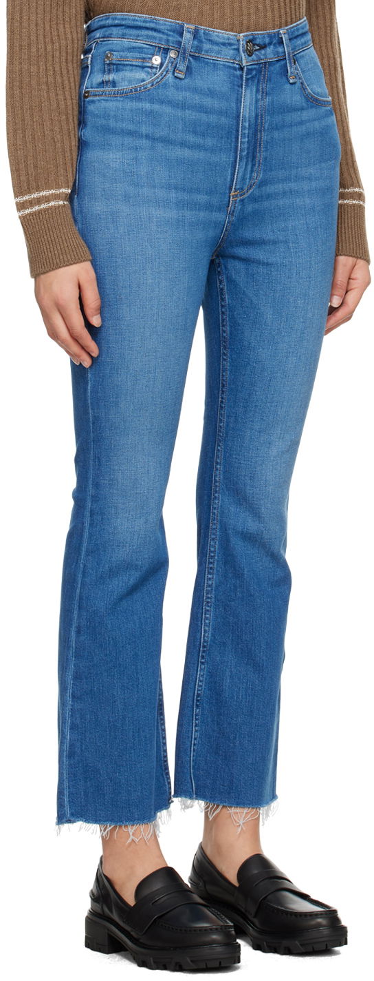 Kavbojke rag & bone Casey High-Rise Frayed Flare Jeans Modra | WDD23F2917C2C1, 1