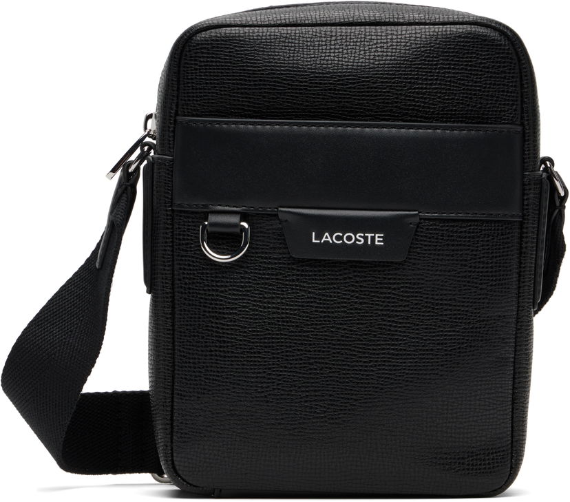 Torba za čez ramo Lacoste Ossian Leather Satchel Bag Črna | NH5047OI_000