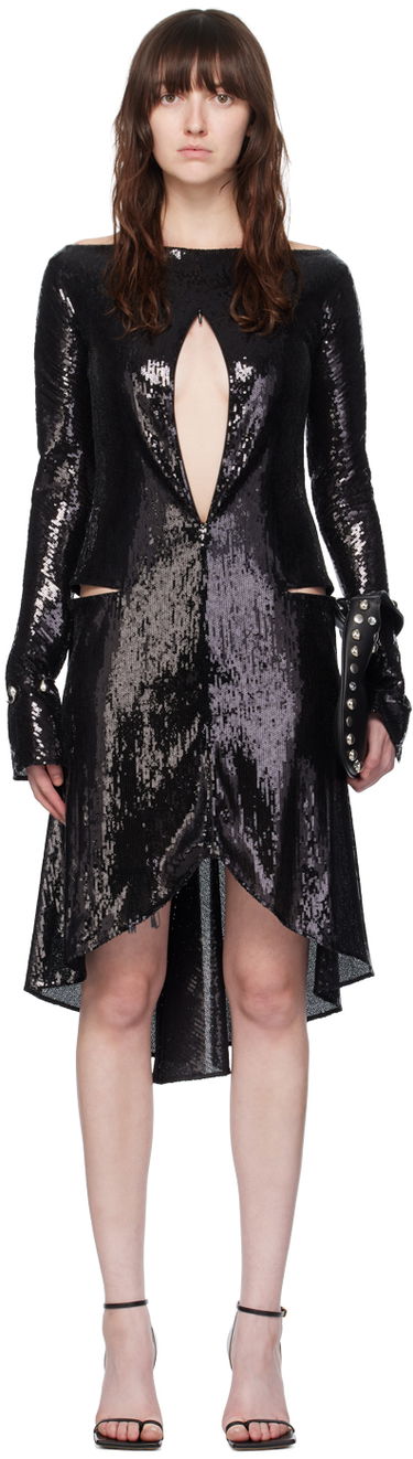 Obleke Courrèges Women's Sequin Ellipse Midi Dress Črna | 224CRO427PAI001, 0