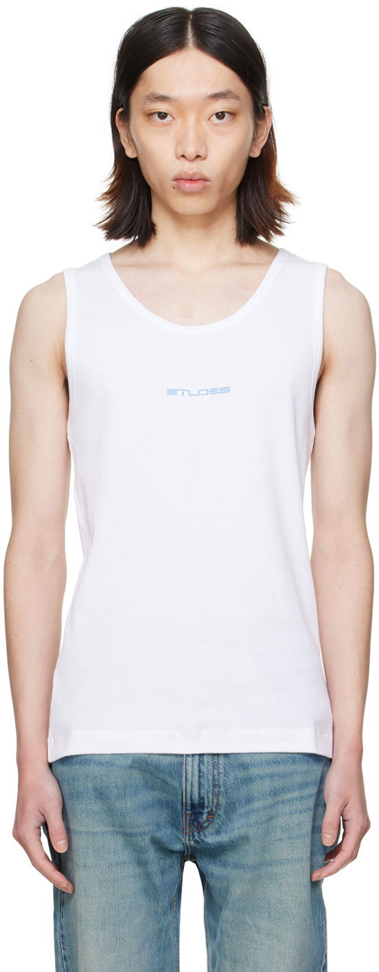 Majica brez rokavov Études Pippen White Tank Top Bela | E24MM161A03200