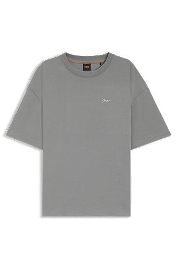 Majica BOSS Logo Graphic Cotton-Jersey T-Shirt Siva | 50545498