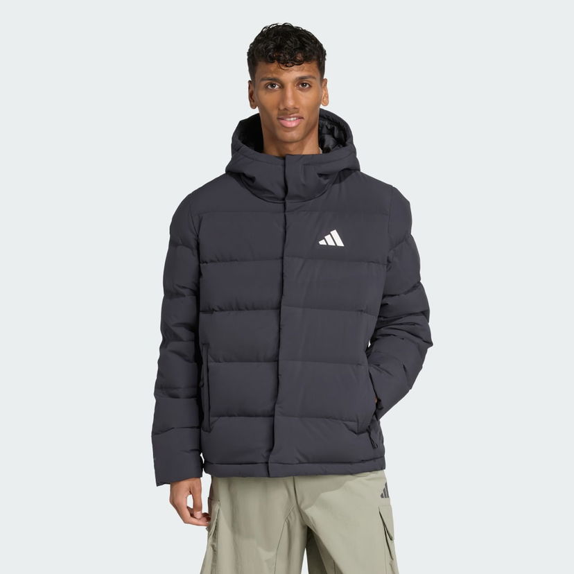 Puhovka adidas Performance Helionic CLIMAWARM Hooded Down Puffer Jacket Črna | JN2099