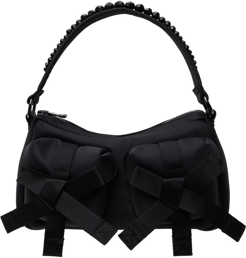 Torbica Simone Rocha Simone Rocha Beaded Utility Bow Pochette Bag Črna | BAG176B 0761