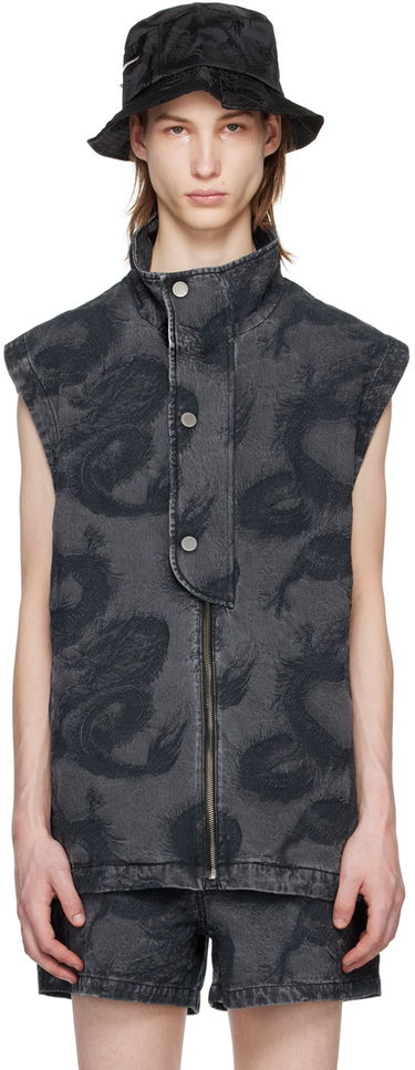 Telovnik Feng Chen Wang Feng Chen Wang Dragon Denim Vest Črna | FUS17VS04, 0