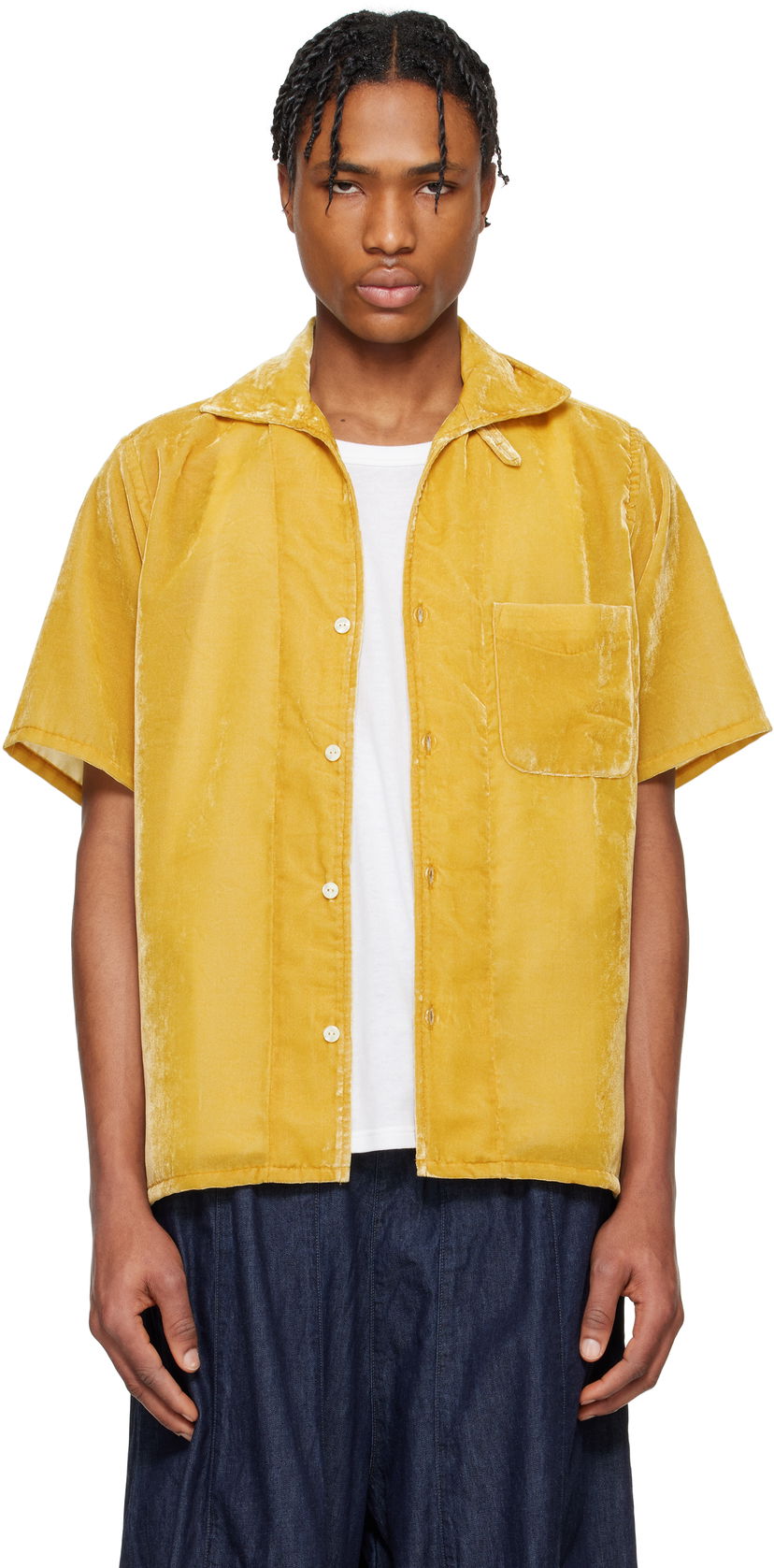 Srajce Needles NEEDLES Italian Collar Velvet Shirt Rumena | QV302