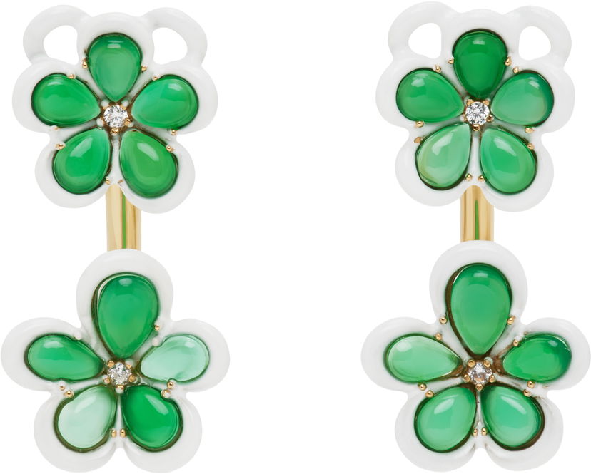 Uhani Bottega Veneta Bottega Veneta Flower Drop Earrings Zelena | 804879 V4S71