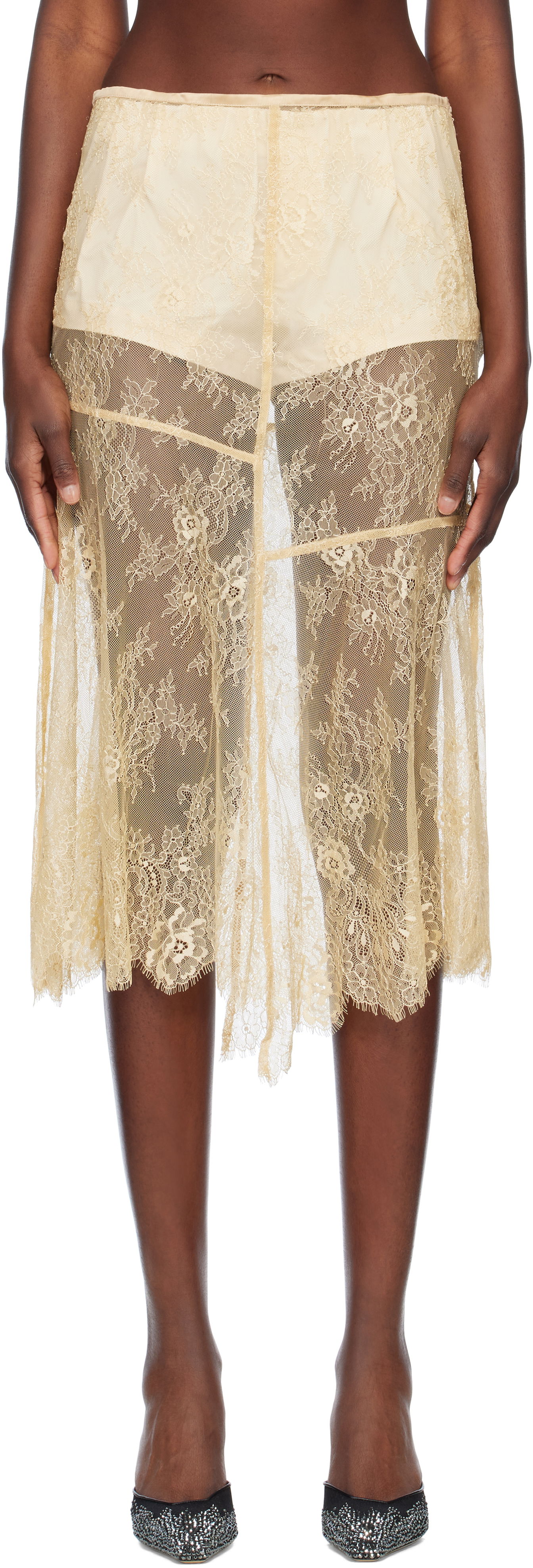 Krila STAND STUDIO Stand Studio Mathilde Lace Midi Skirt Bež | 66473-8001, 0