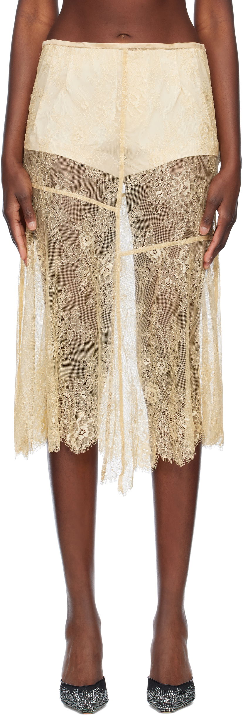 Krila STAND STUDIO Stand Studio Mathilde Lace Midi Skirt Bež | 66473-8001