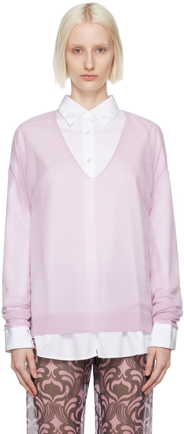 Pleteni pulover Dries Van Noten Wool Sweater Lila | 242-011211-9723