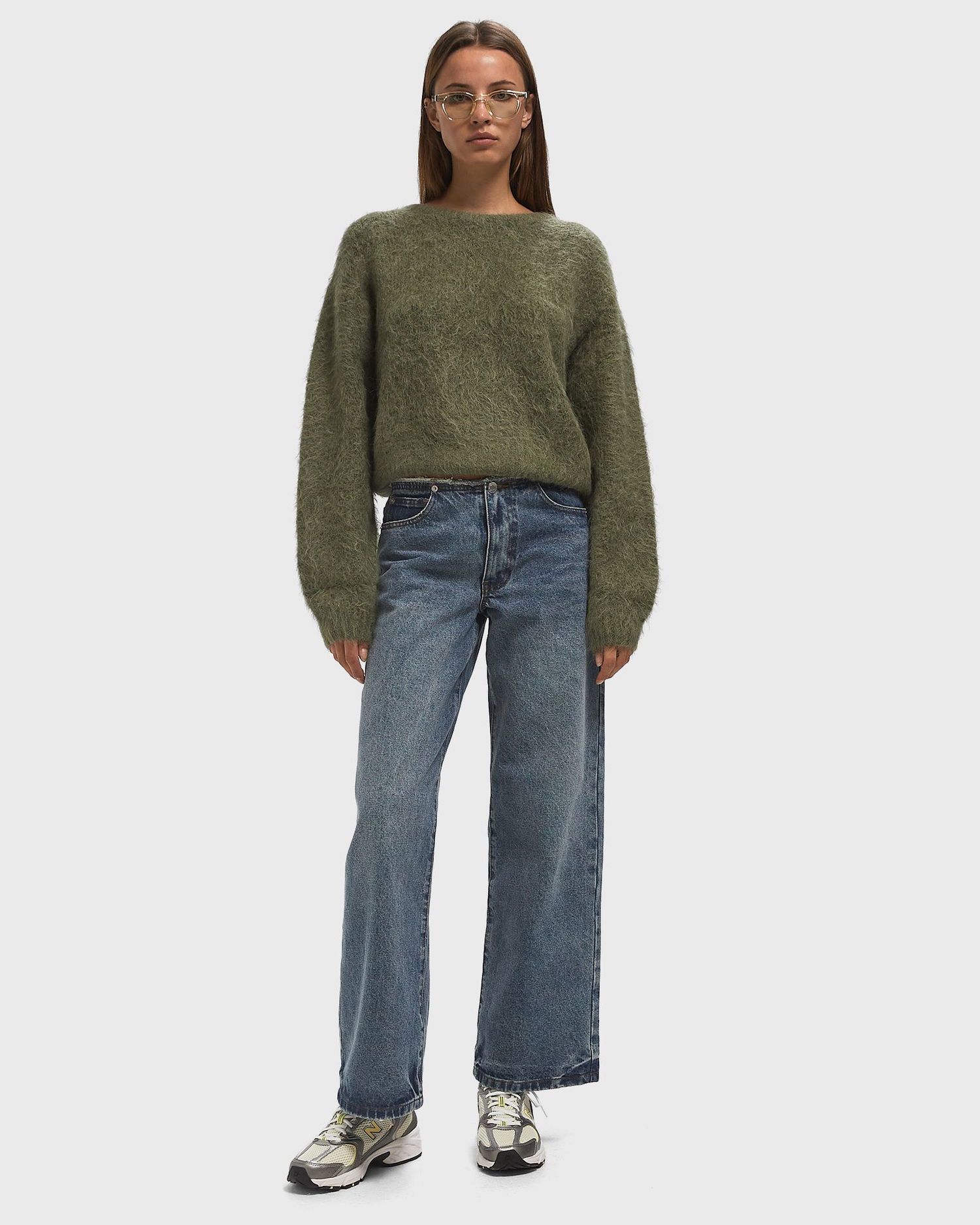 Pleteni pulover American Vintage Niby Fuzzy Knit Pullover Zelena | NIB18AH25-KAKI, 1