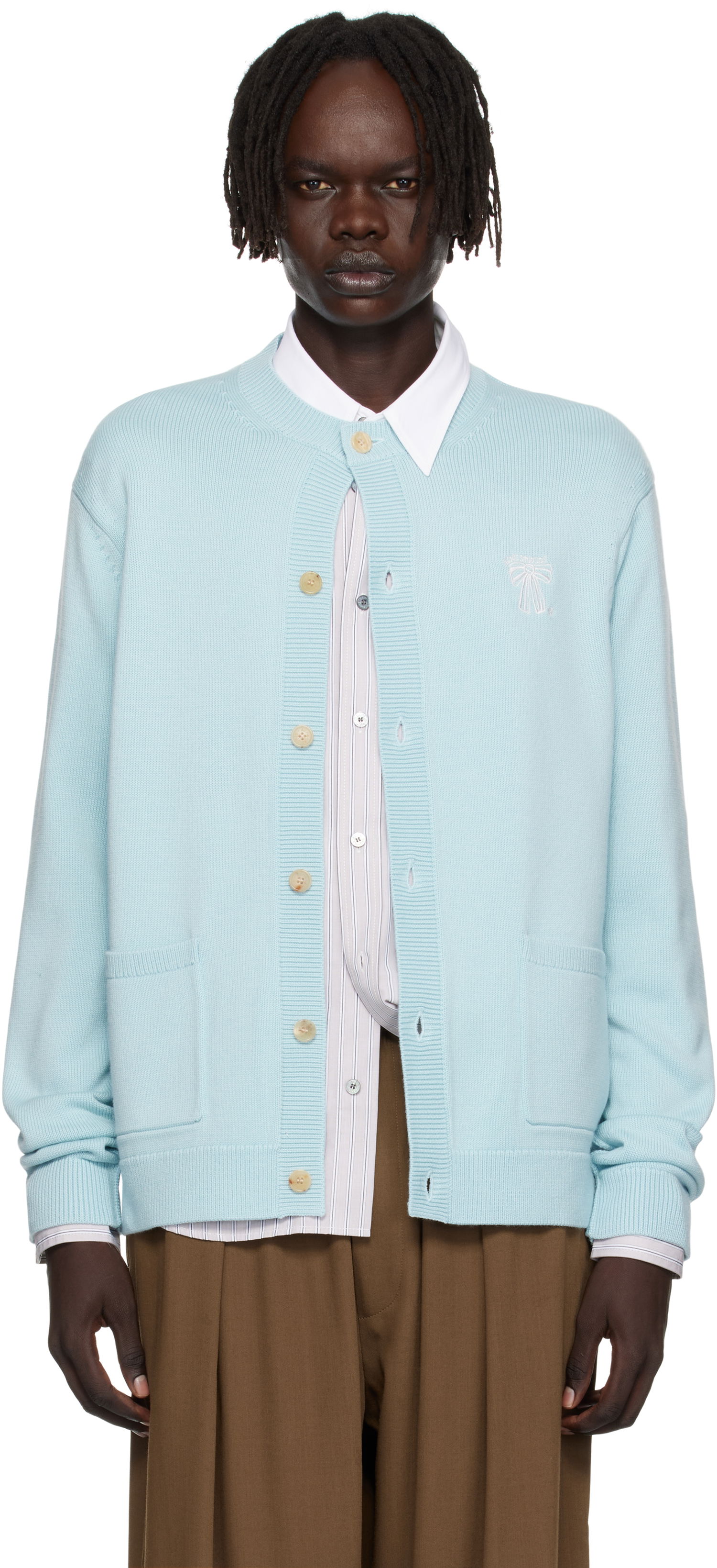 Pleteni pulover Acne Studios Acne Studios Crewneck Cardigan Modra | B60385-, 0