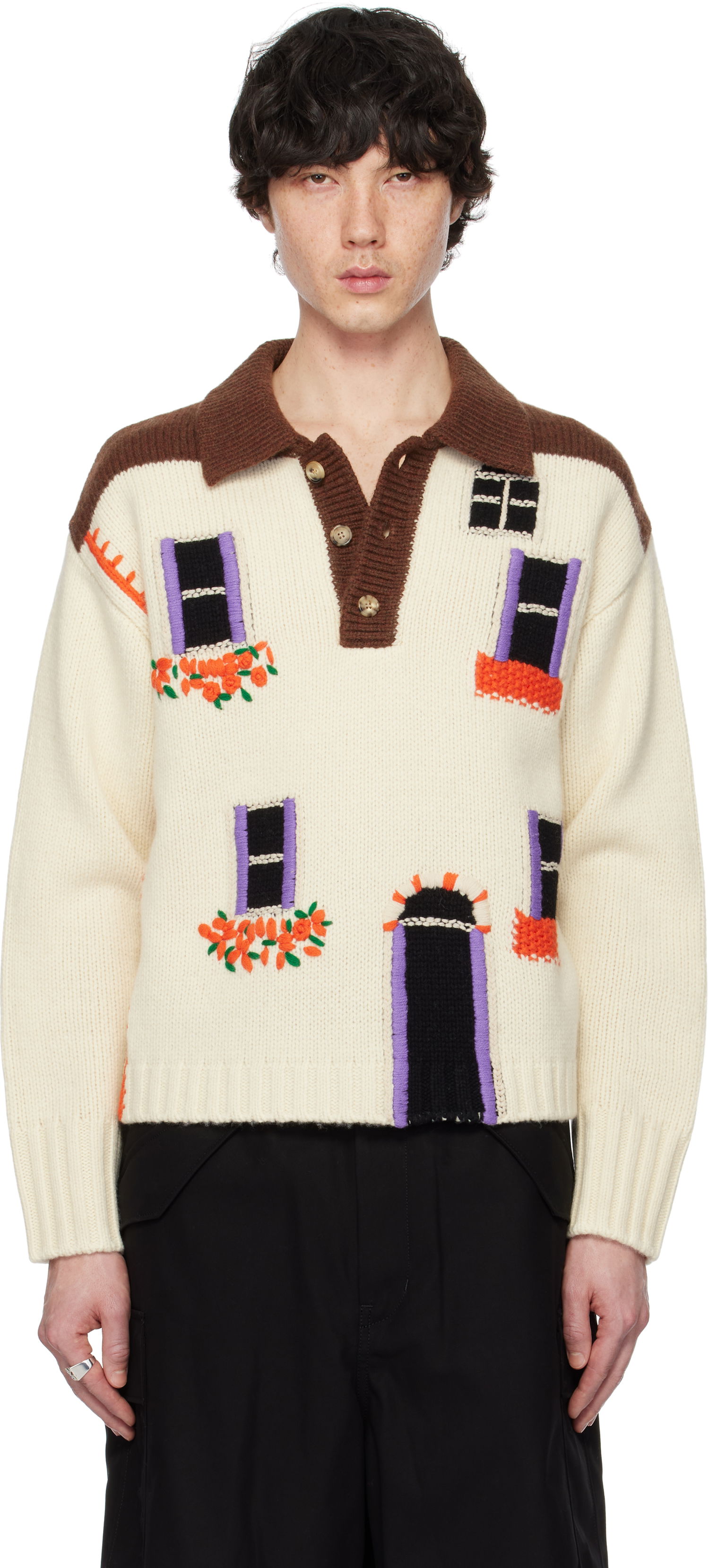 Pleteni pulover JW Anderson JW Anderson House Intarsia Polo Sweater Večbarvna | KW1347-YN0413, 0