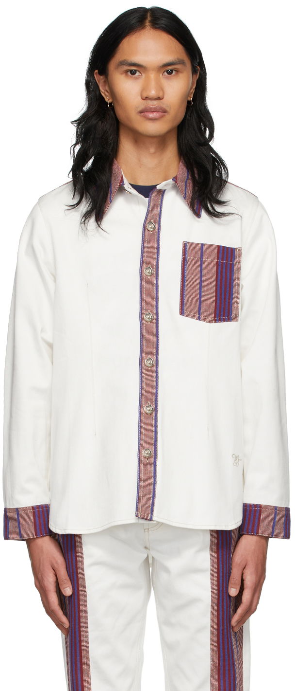 Srajce Wales Bonner Keita Denim Shirt Bela | MS22DE01-DE02-000, 0
