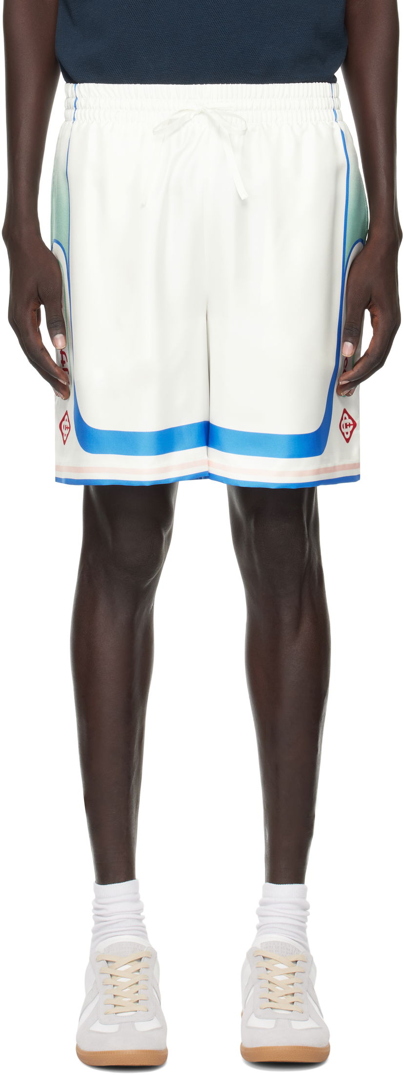 Kratke hlače Casablanca Casablanca Fuji Dream Silk Shorts Bela | MPF25-TR-012-04