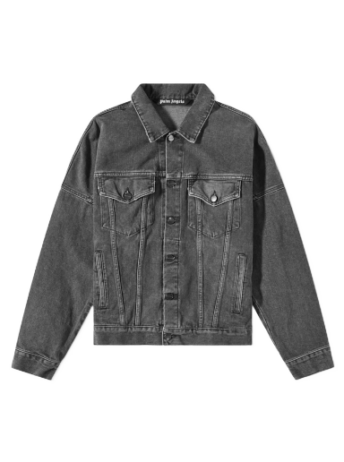 Jakna Palm Angels Logo Oversized Denim Jacket Siva | PMYE006C99DEN0011001