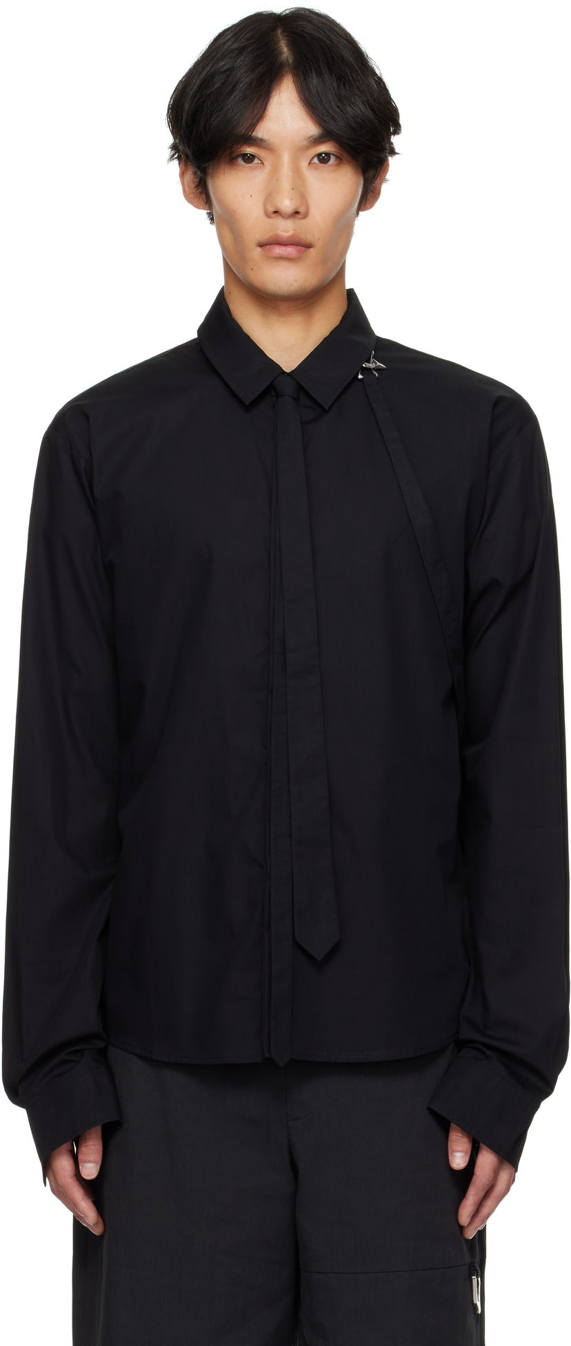 Srajce HELIOT EMIL Spectra Strap-Detail Shirt Črna | PREAW25_M_05_067_BLK01