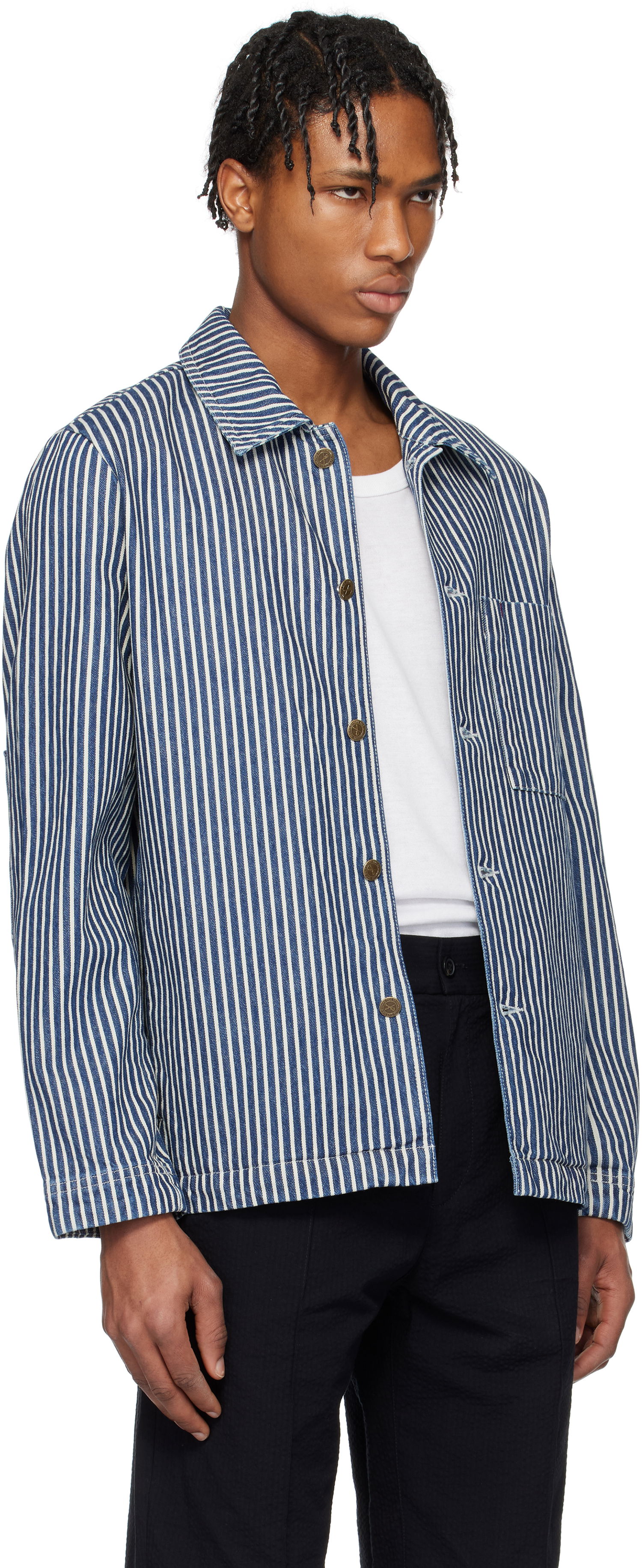 Srajce A.P.C. A.P.C. Raphael Striped Denim Jacket Modra | COHHG-H32001, 1