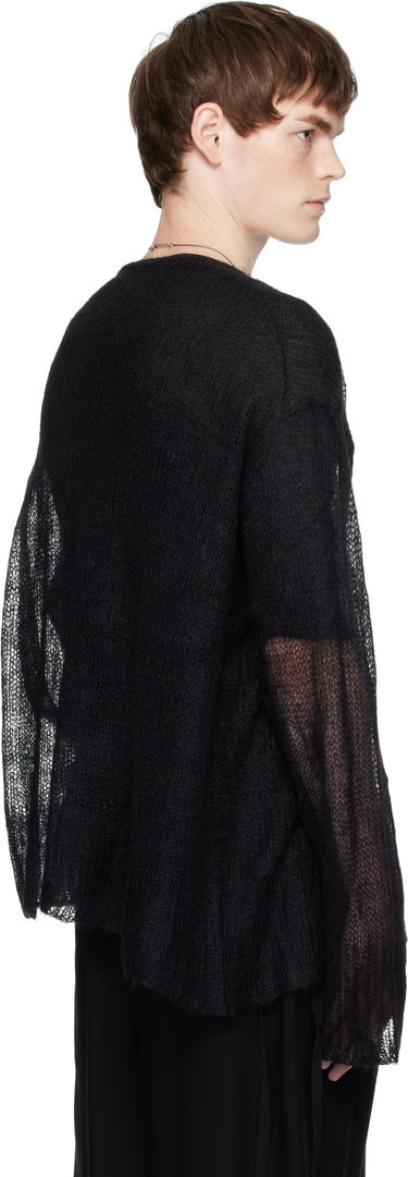 Pleteni pulover Ann Demeulemeester Ann Demeulemeester Kent Open Neck Sweater Črna | B0012862-KN058-099, 2