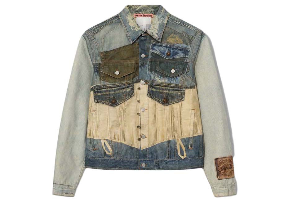 Jakna Acne Studios Printed Fitted Jacket Mid Blue Siva | B90747-863, 0