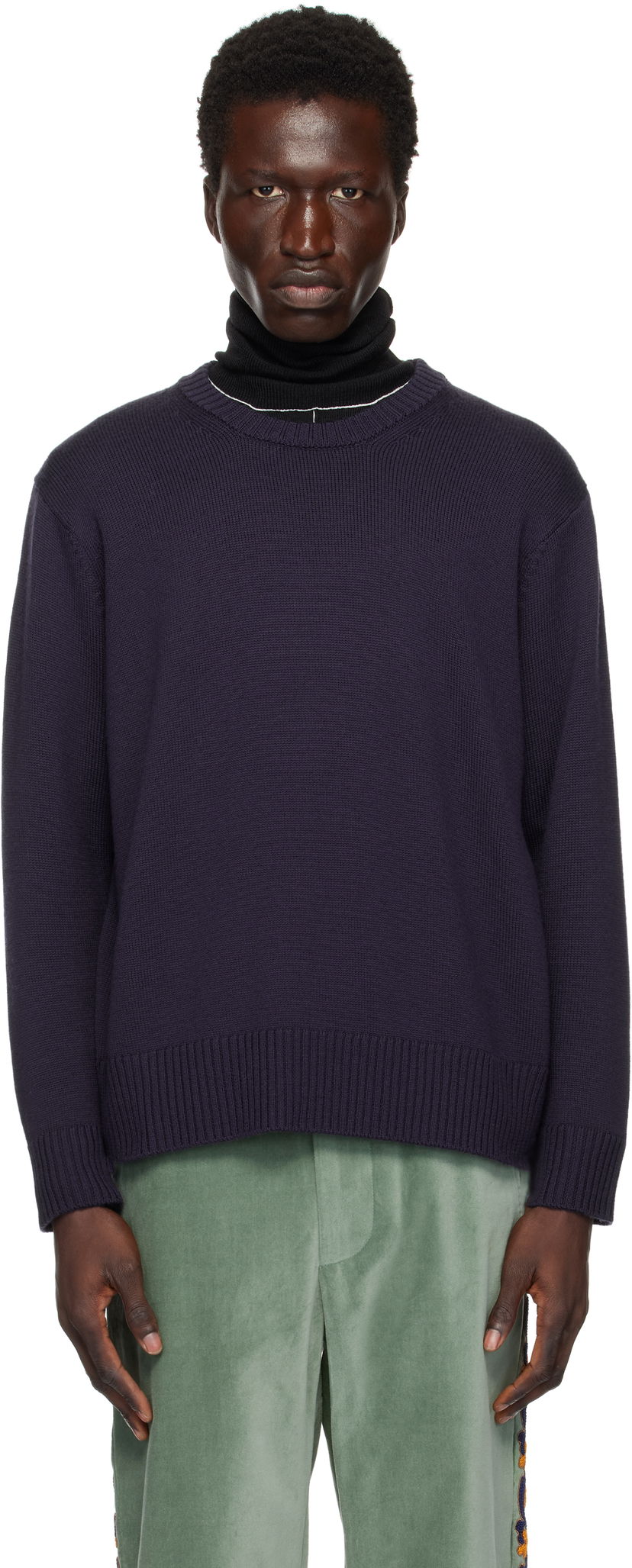 Pleteni pulover Bode Juniper Knit Sweater Modra | MRF24KT021