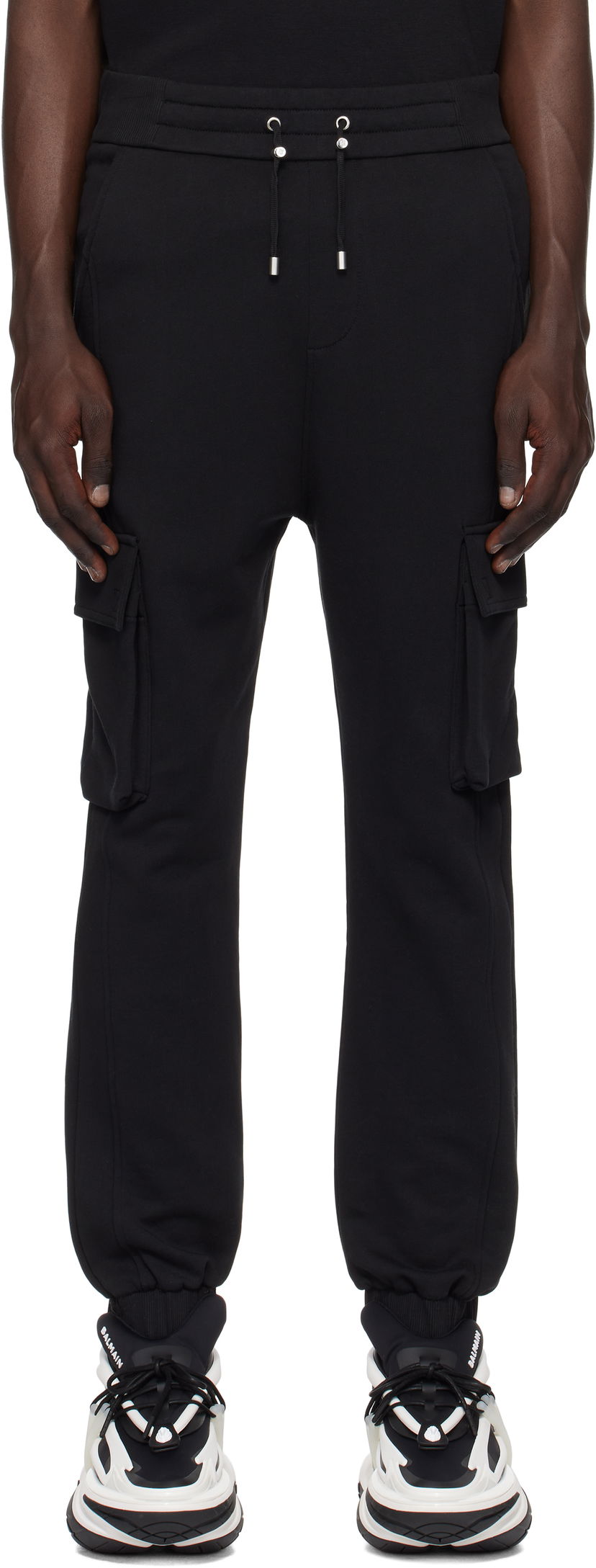 Trenirka Balmain Print Cargo Pants Črna | DH1OB295BC64