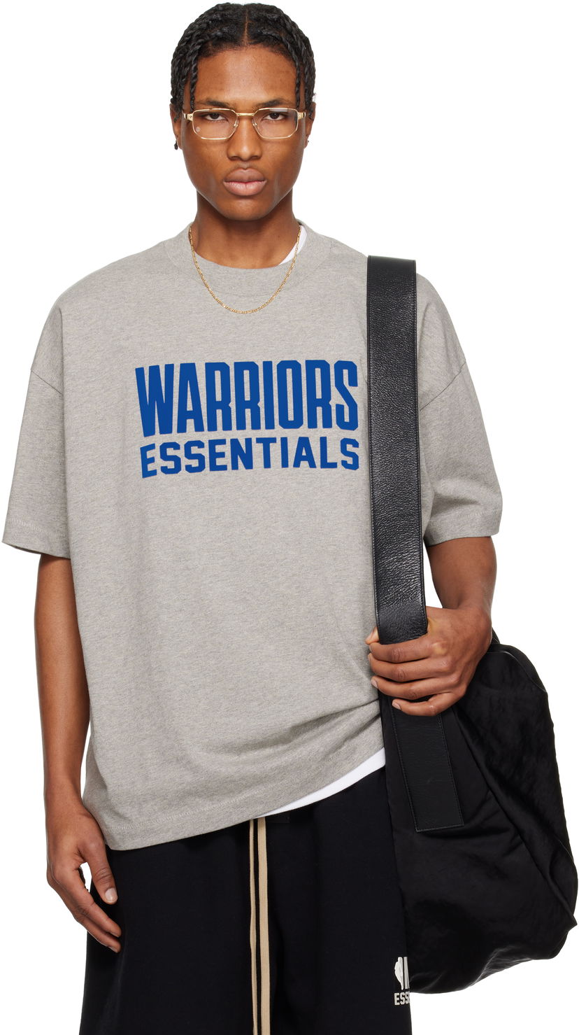 Majica Fear of God Fear of God ESSENTIALS NBA Warriors Short Sleeve T-Shirt Siva | 125AL244102F