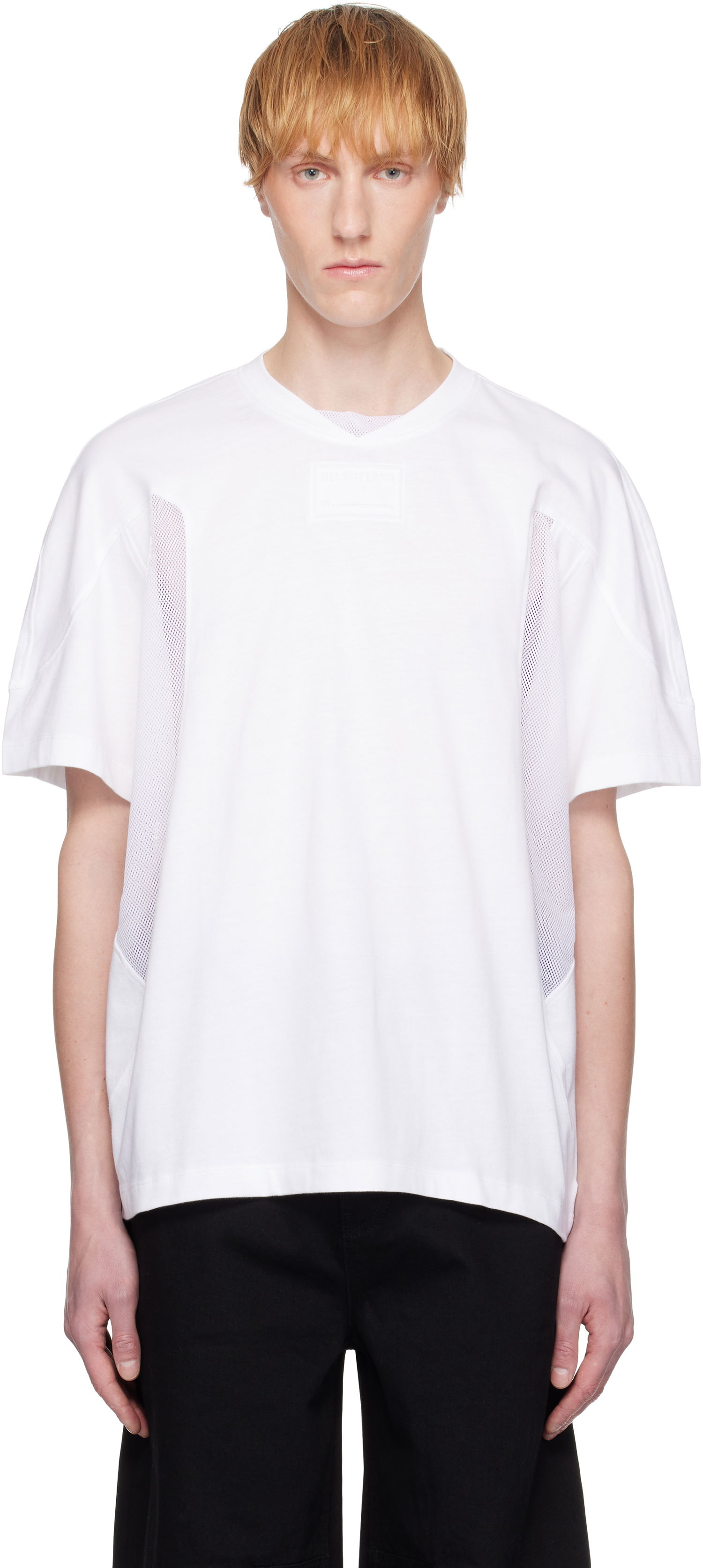 Majica Helmut Lang Helmut Lang Sport Mesh Panel T-Shirt Bela | P02HM512, 0