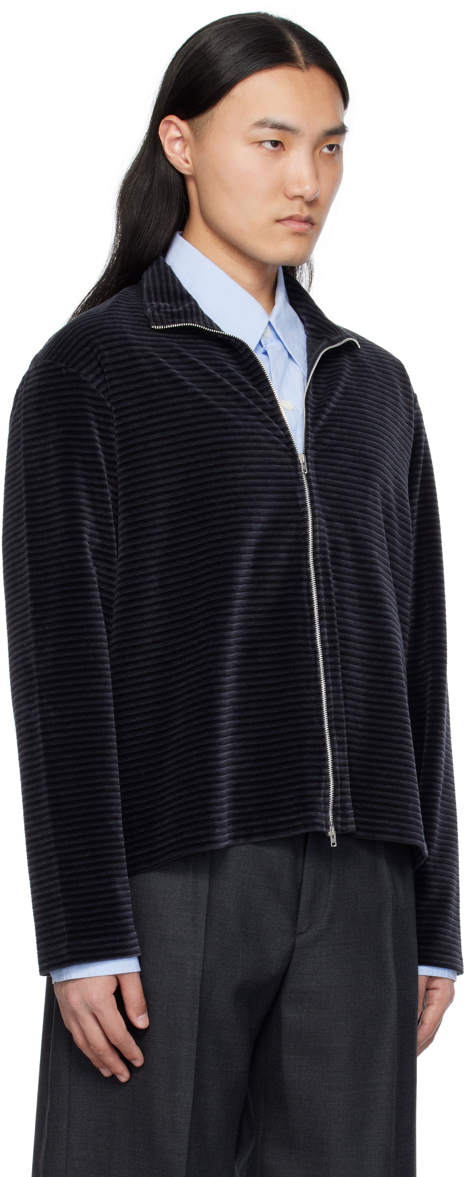 Pleteni pulover OUR LEGACY Our Legacy Shrunken Full-Zip Track Jacket Črna | M4243SPS, 1