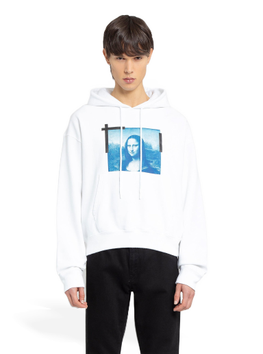 Pulover Off-White Monalisa Over Hoodie Bela | OMBB037C99FLE0050145