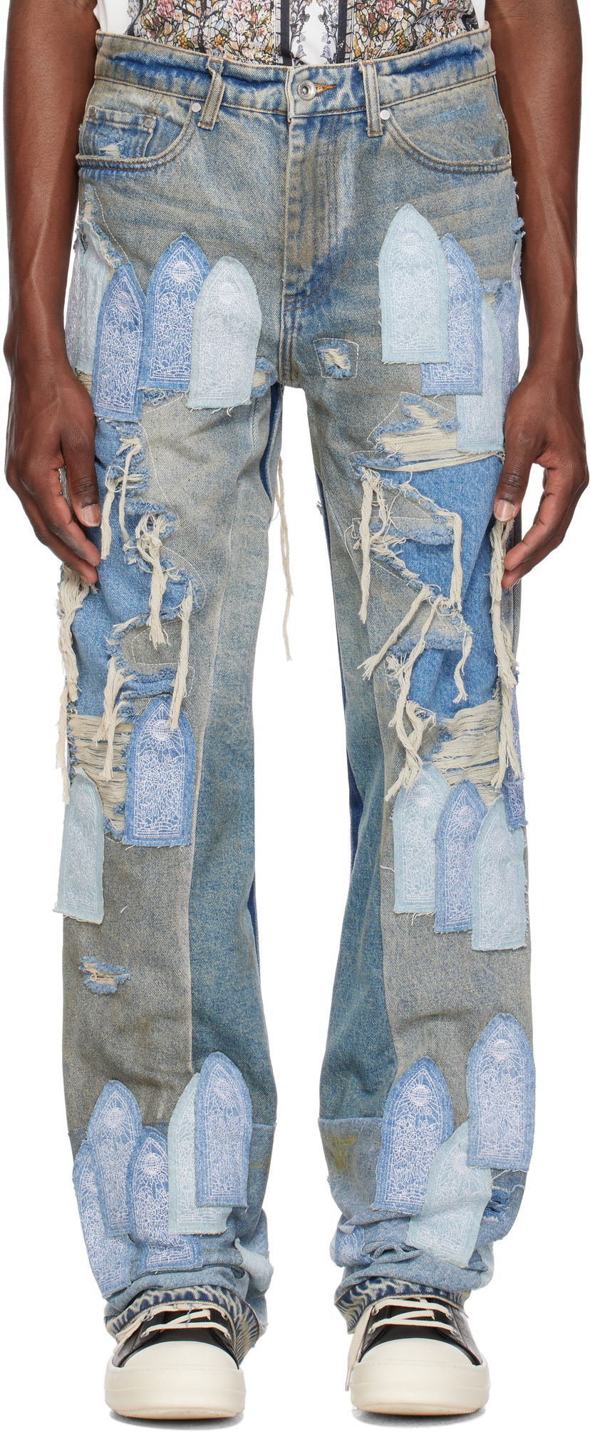 Kavbojke Who Decides War Who Decides War Patched Arch Repaired Blowout Jeans Modra | 1120970009SS25