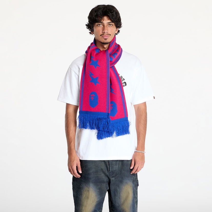 Šala BAPE Jacquard Bape Logo Long Scarf Roza | 001GDK801011M PNK