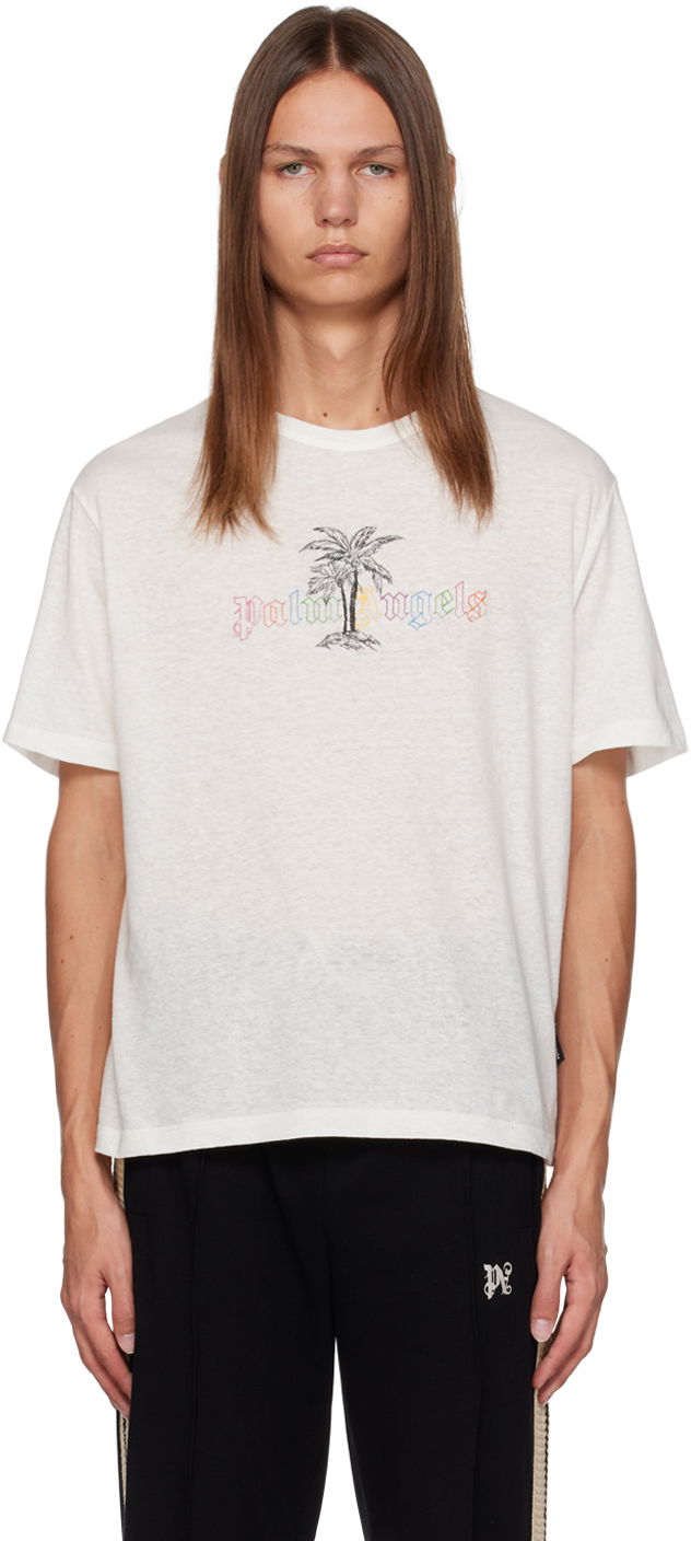Majica Palm Angels White Printed Bela | PMAA089E23JER0040110