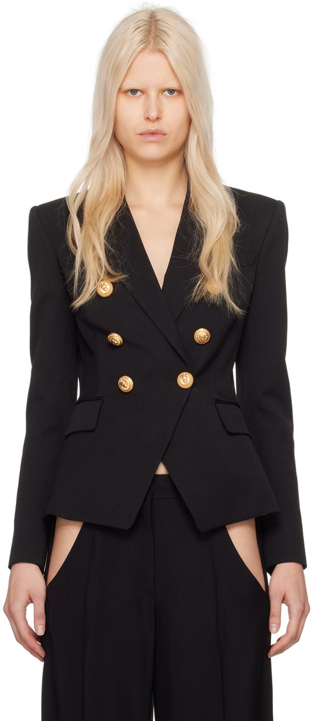 Jakna Balmain Double-Breasted Blazer Črna | CF1SG008WB08, 0