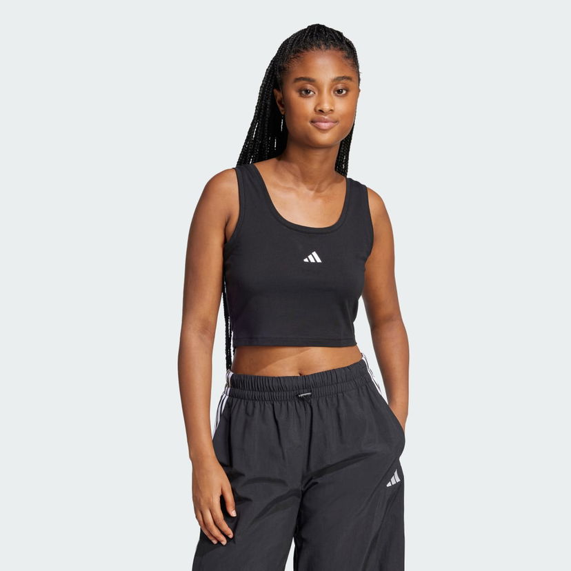 Krop-top adidas Performance Cotton Tank Top Črna | JE1321