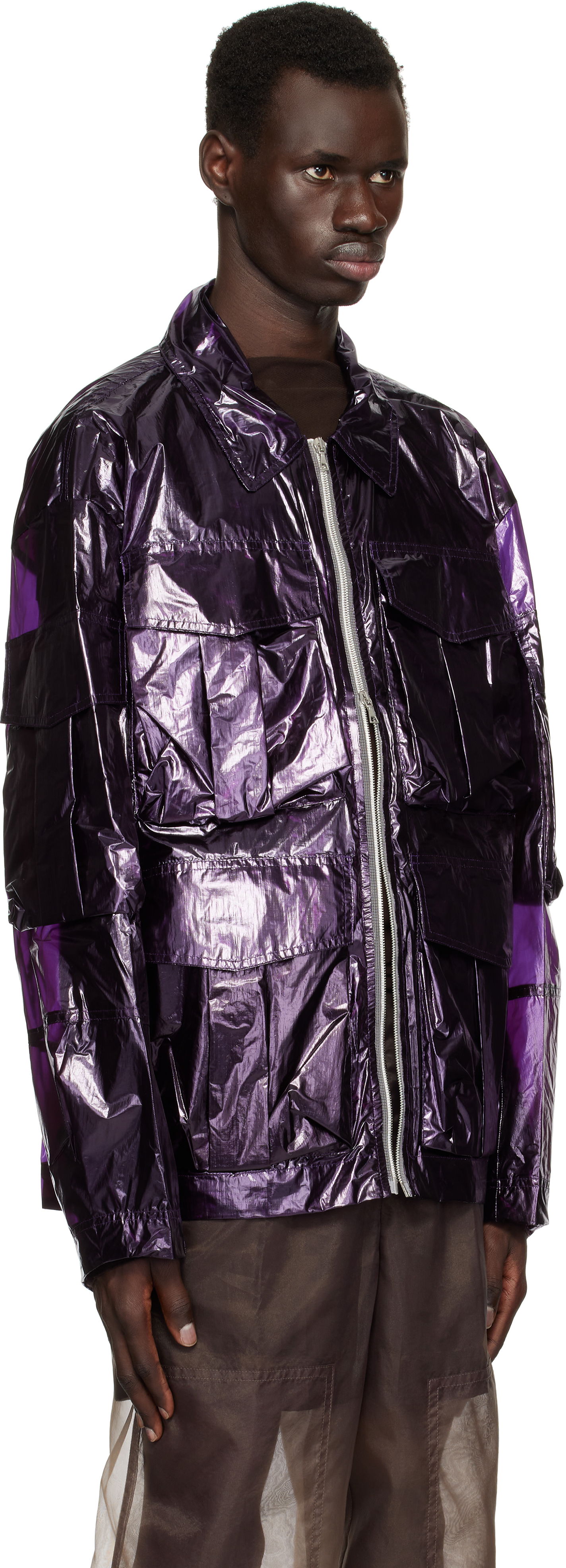 Vetrovka Dries Van Noten Dries Van Noten Overdyed Transparent Jacket Lila | 251-020532-1258, 1